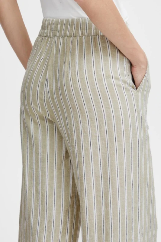 Beige Cropped Linen Trousers