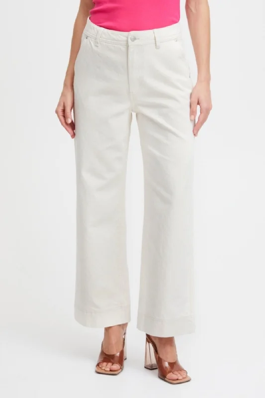 Cream Wide Leg Jeans