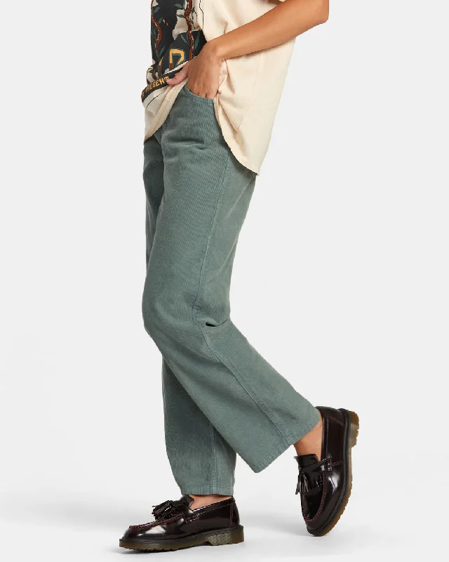 Heritage Corduroy Wide Leg Pants - Spinach