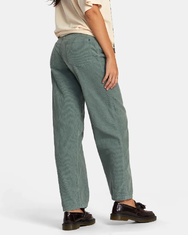 Heritage Corduroy Wide Leg Pants - Spinach