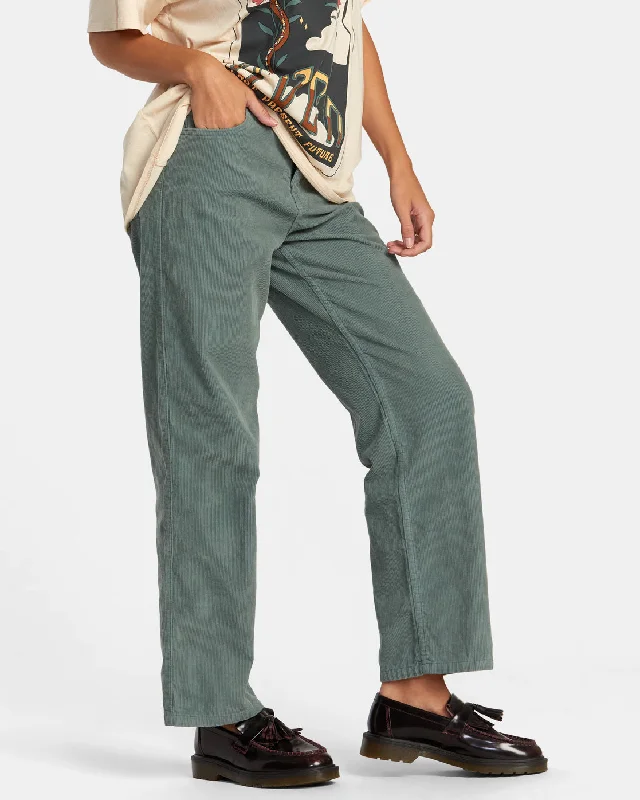 Heritage Corduroy Wide Leg Pants - Spinach