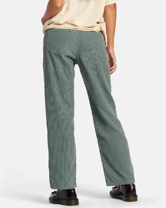 Heritage Corduroy Wide Leg Pants - Spinach