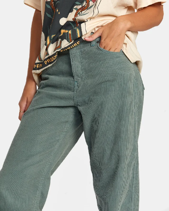 Heritage Corduroy Wide Leg Pants - Spinach