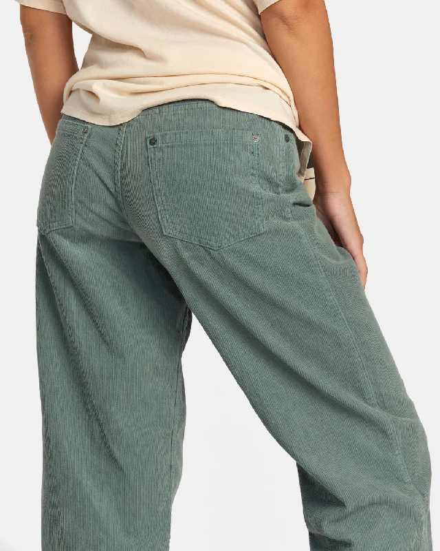 Heritage Corduroy Wide Leg Pants - Spinach