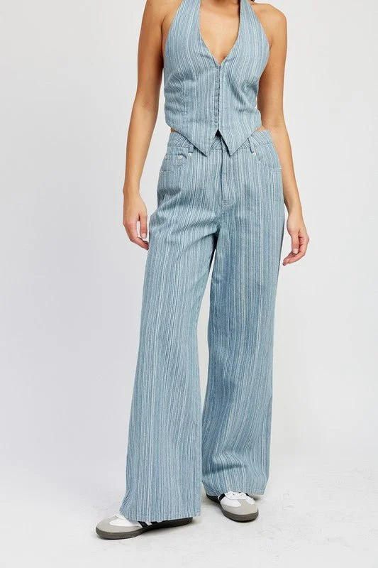 Denim Two Piece Set - Pants