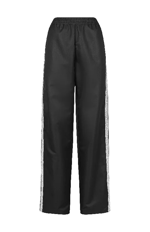 Mila Side Stripe Pant - Black/Smoke Leopard