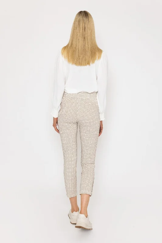 Print Button Trousers in Sand