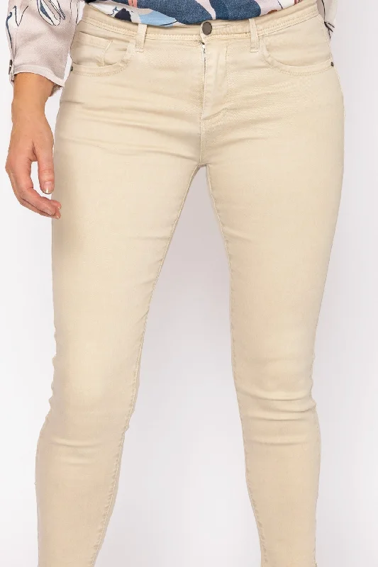 Short Zip Jeans in Cream