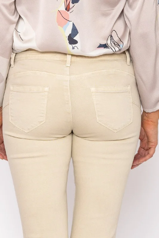 Short Zip Jeans in Cream