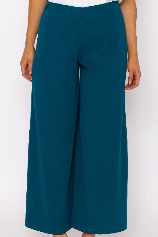 Teal Wide Leg Scuba Trousers