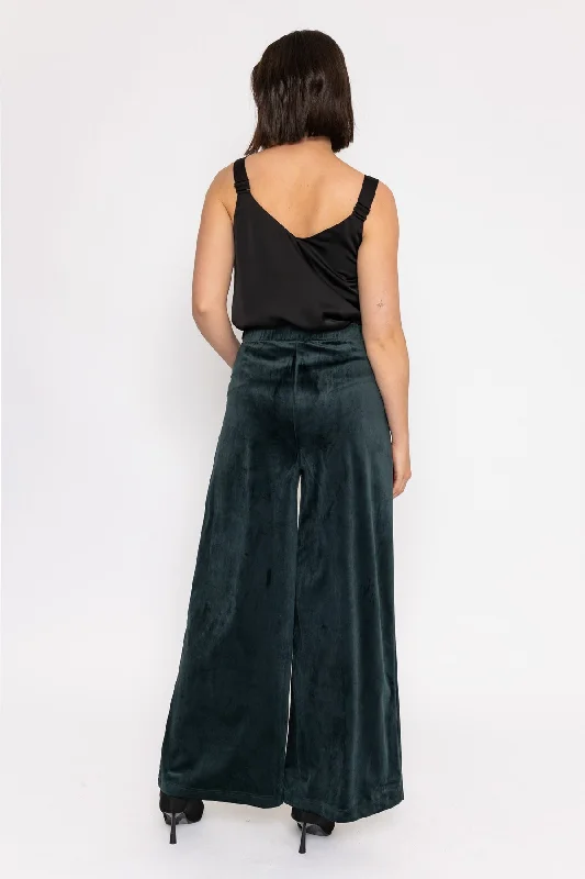 Wide Leg Velvet Pant in Teal