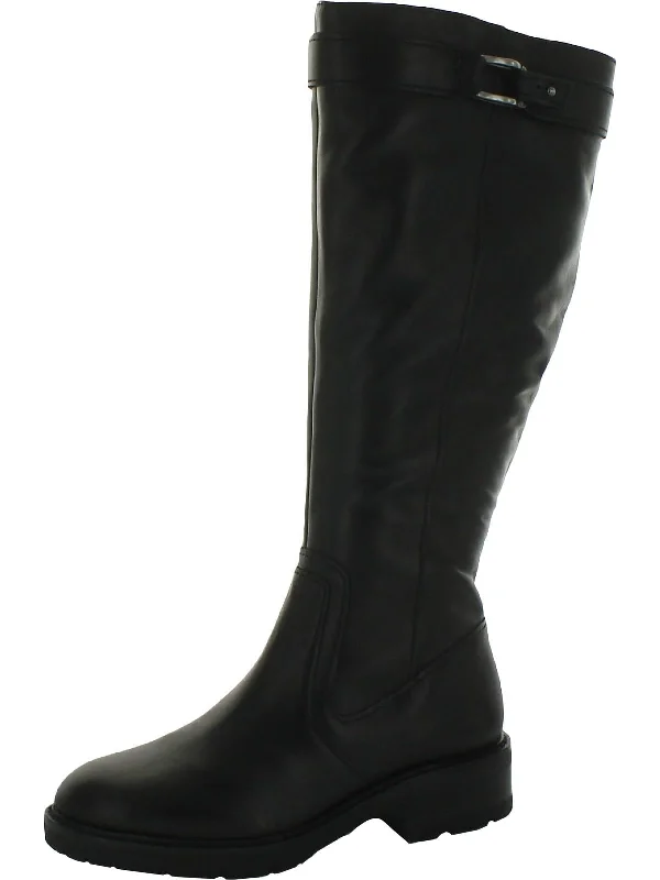 Cayce Womens Leather Wide Calf Knee-High Boots