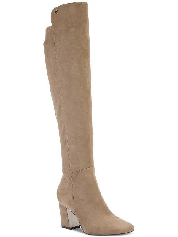 Cilli Womens Microsuede Block Heel Knee-High Boots