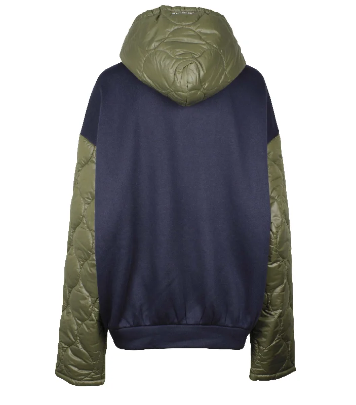 Contrasted Quilted Zip Up Hoodie