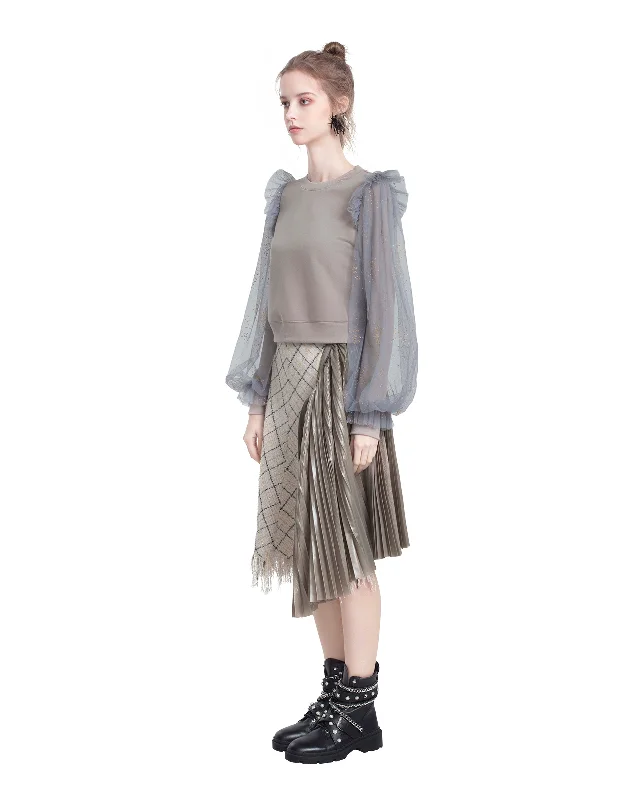 Contrasting Tulle Sweatshirt