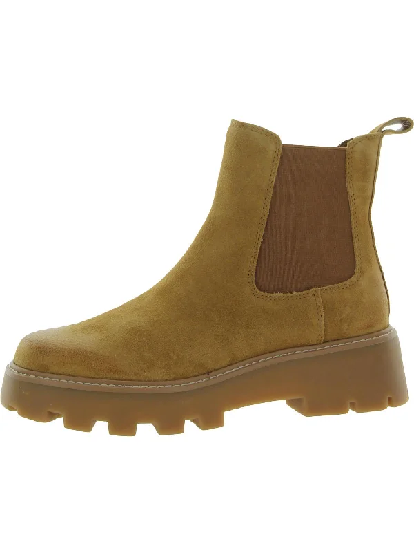 Johany Womens Suede Lugged Sole Chelsea Boots