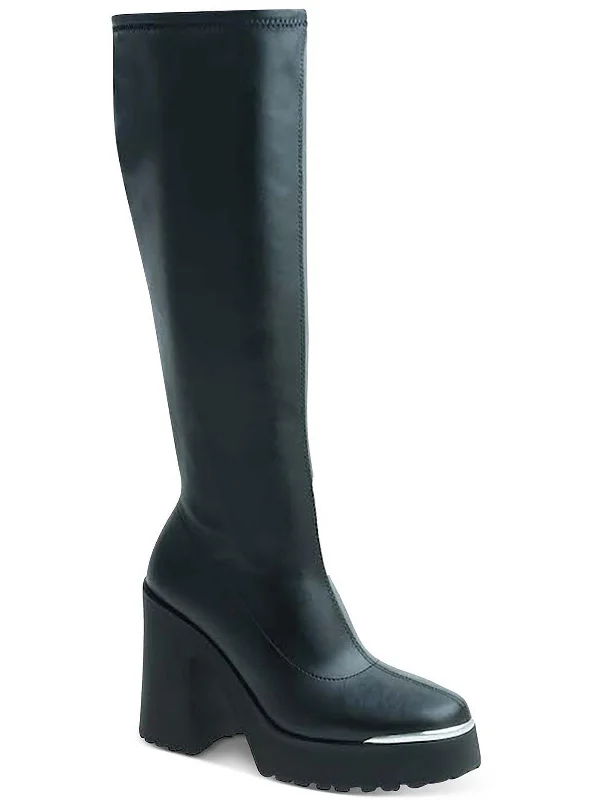 Killian Womens Faux leather Side Zip Knee-High Boots