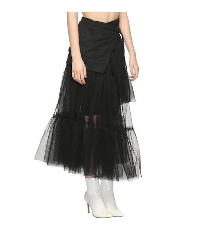 Mesh Patch Pleat Skirt