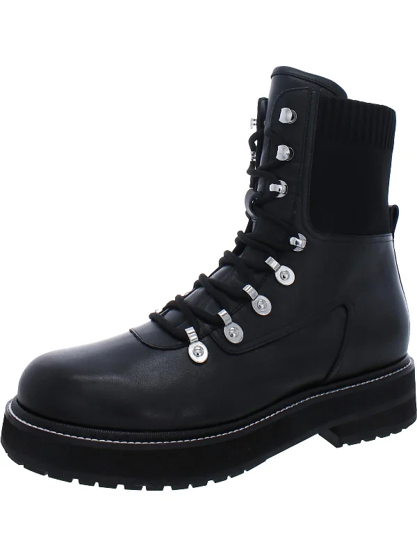 Mlelwa Womens Leather Casual Combat & Lace-up Boots