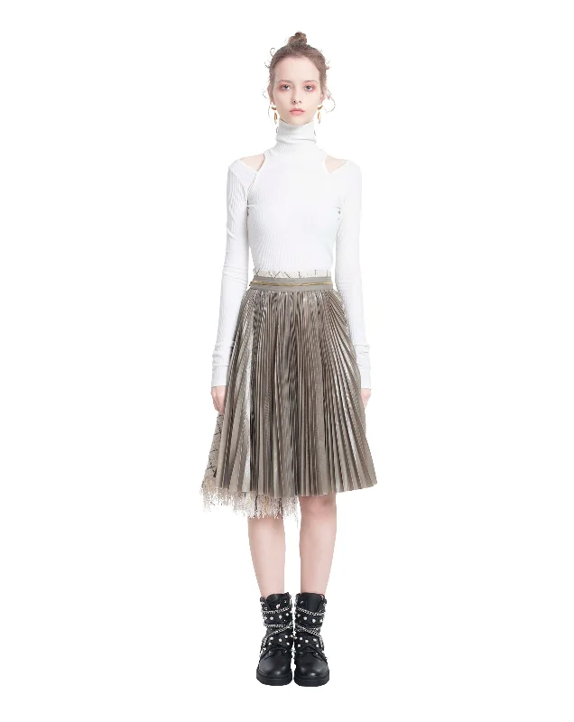 Panelled Pleated Tweed Skirt