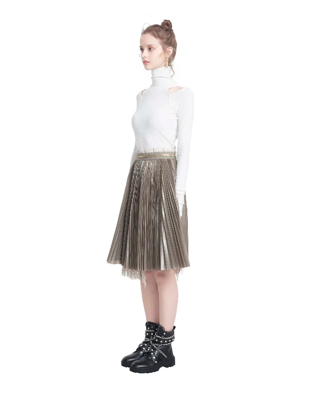 Panelled Pleated Tweed Skirt