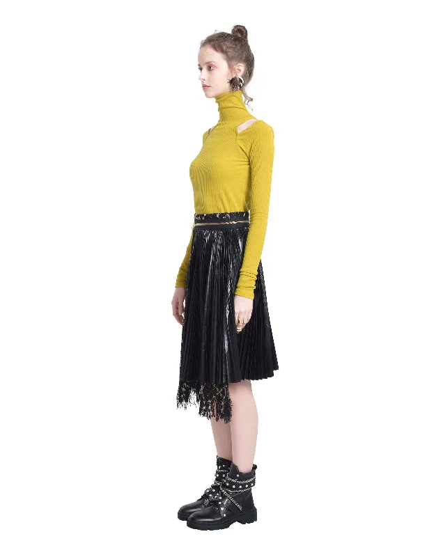 Panelled Pleated Tweed Skirt