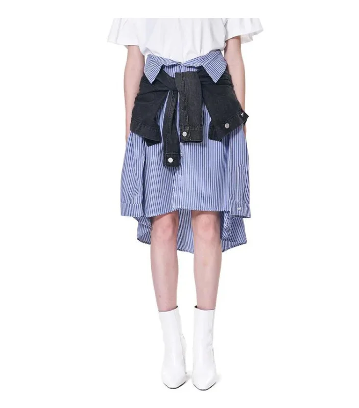 Shirt Sleeve Tie Waist Skirt