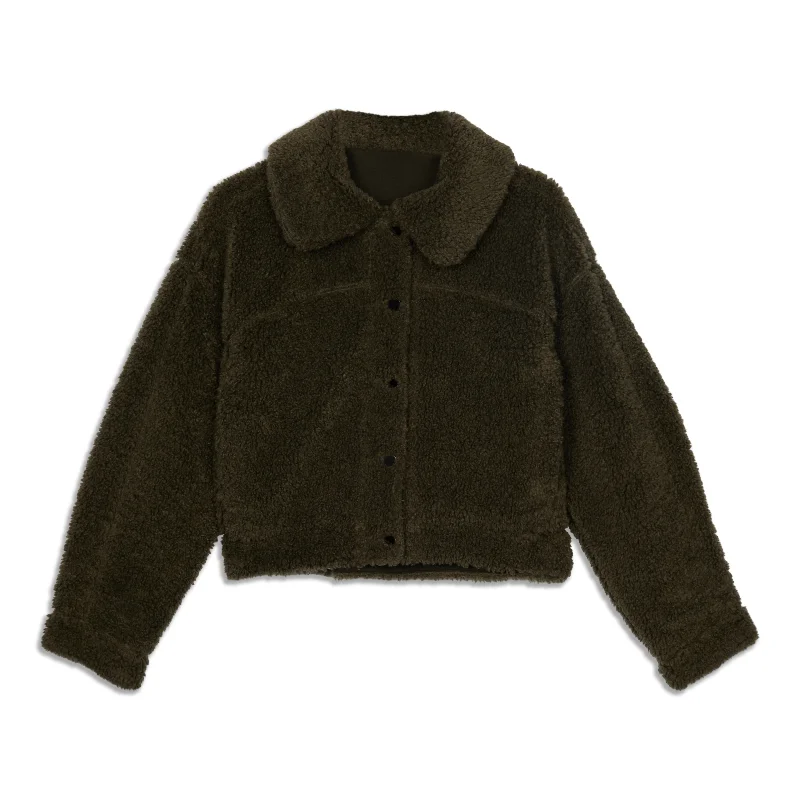 Textured Fleece Button Jacket