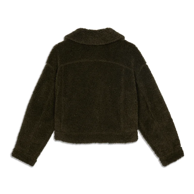 Textured Fleece Button Jacket