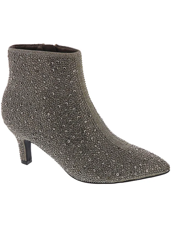 Ursula Womens Rhinestone Pointed Toe Booties