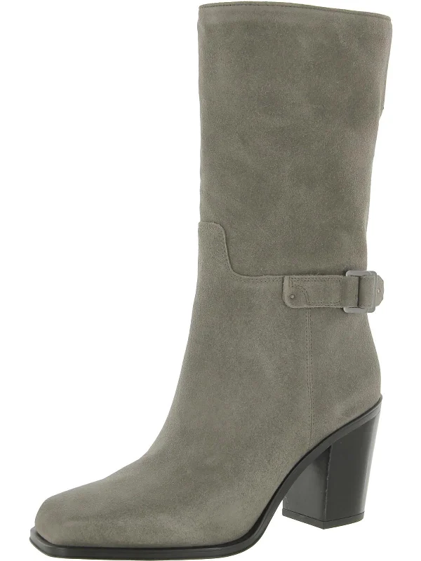 Vance Womens Leather Square Toe Mid-Calf Boots