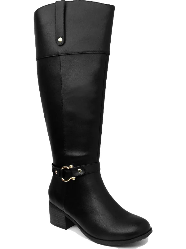 Vickyy Womens Wife Calf Stretch Knee-High Boots