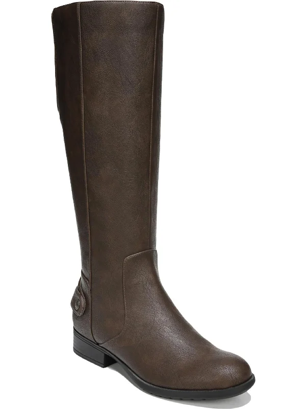 X-Amy Womens Leather Wide Calf Knee-High Boots