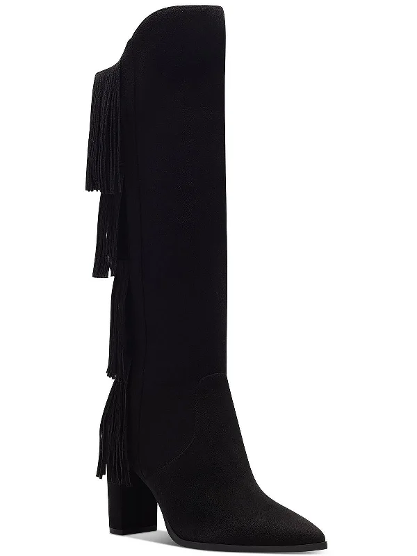 Yomesa Womens Fringe Pointed toe Knee-High Boots