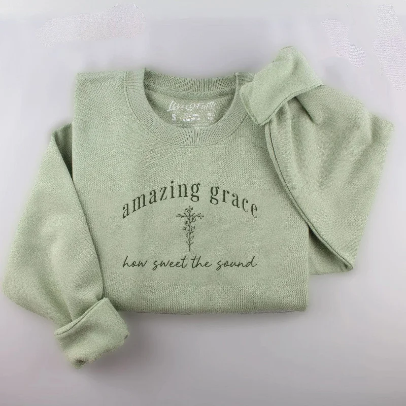 Embroidered Amazing Grace Crewneck Sweatshirt