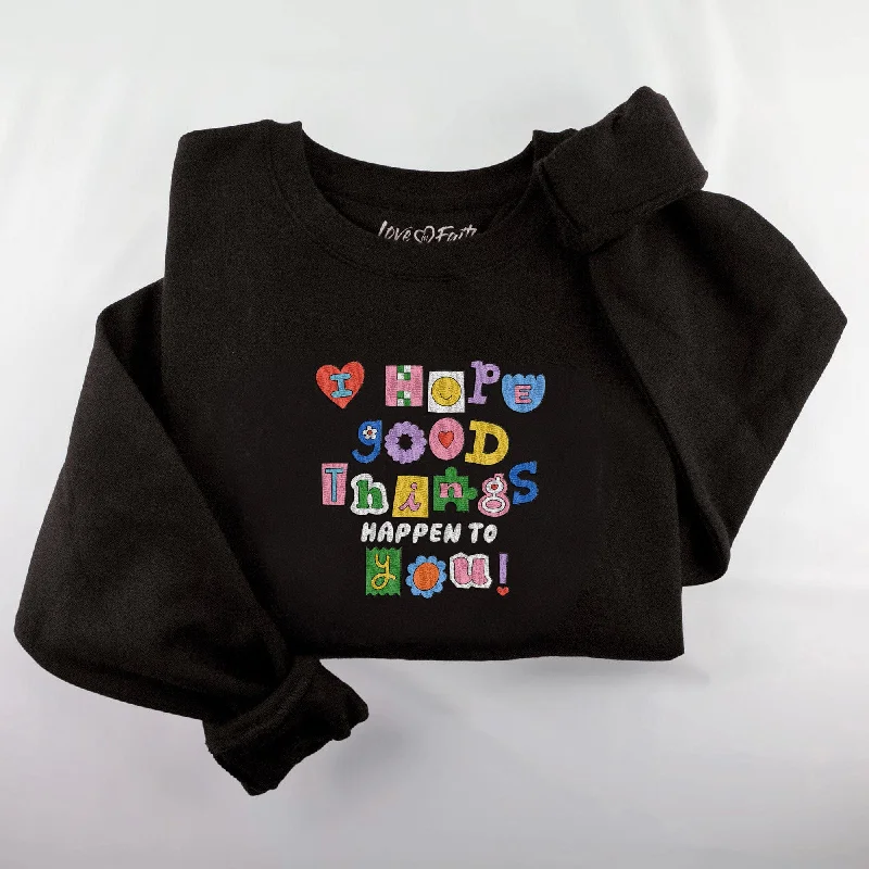 Embroidered Good Things Crewneck Sweatshirt