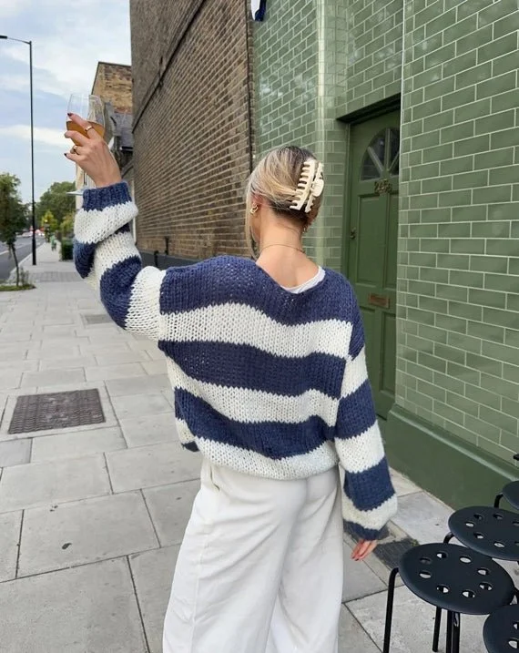 Forget Me Not Stripe Jumper in Navy