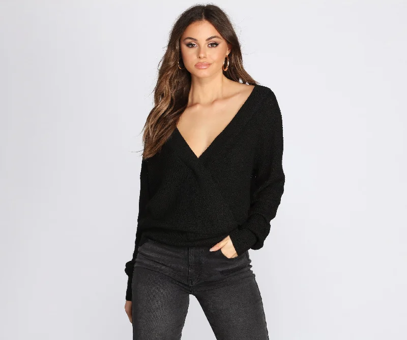 Basic Wrap Front Sweater