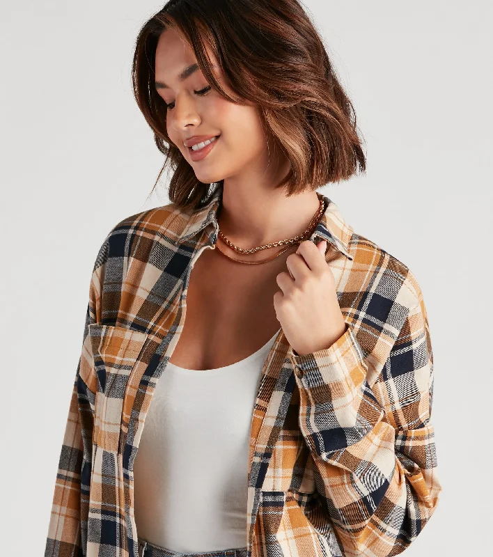 Button Up In Fab Flannel Top