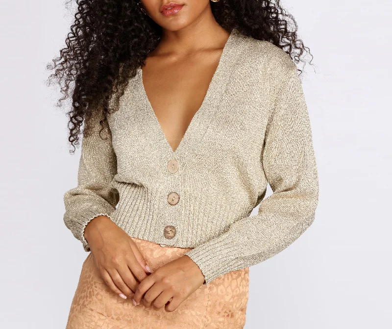 Dripped In Glitter Cropped Cardigan