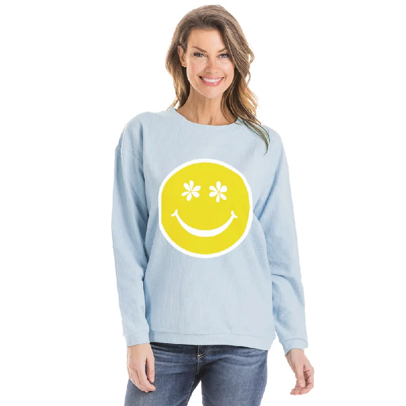 Flower Eye Happy Face Corded Sweatshirt