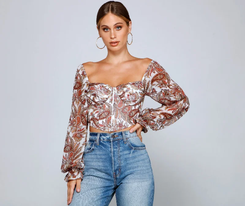 Lookin' Fresh In Floral Chiffon Crop Top