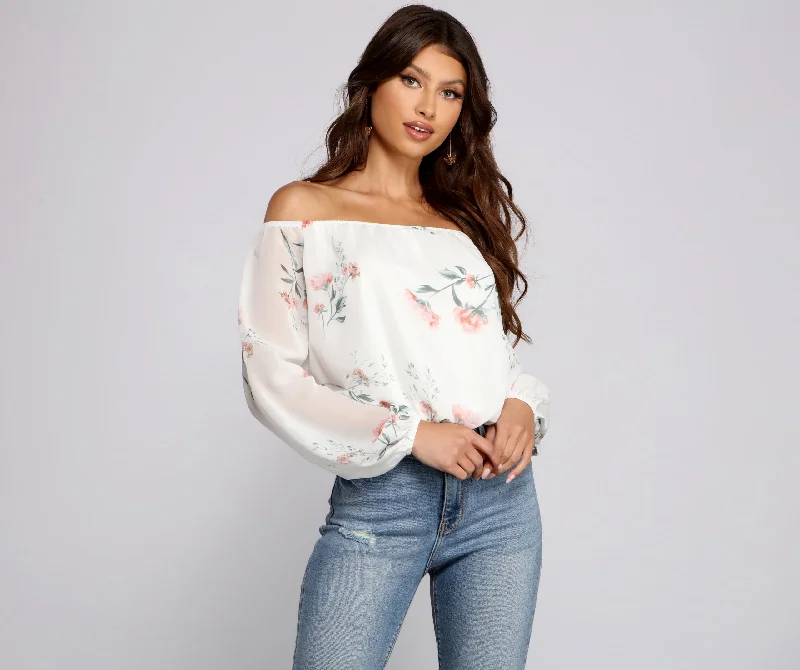 Off The Shoulder Floral Darling Blouse