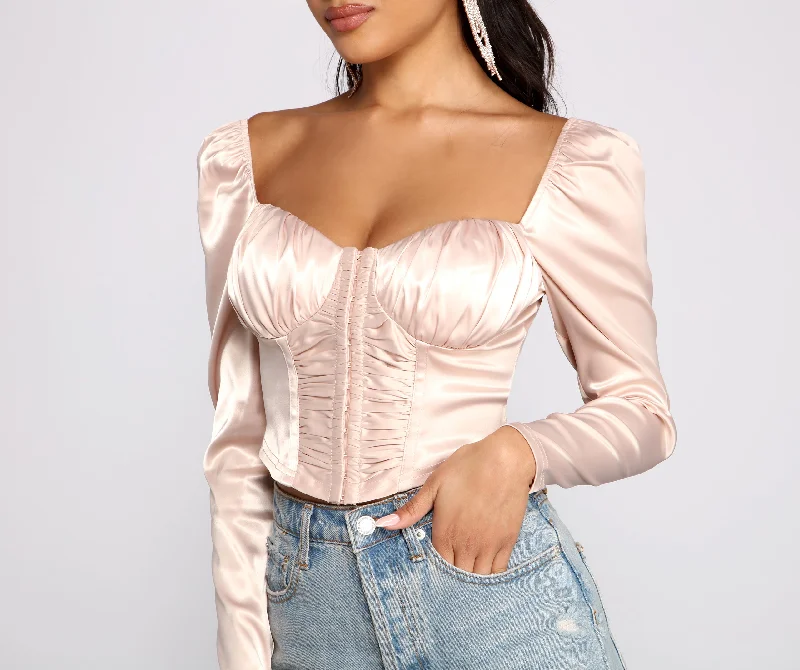 Sassy Satin Cropped Corset Top