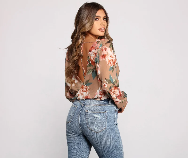 Sweet And Stylish Floral Bodysuit