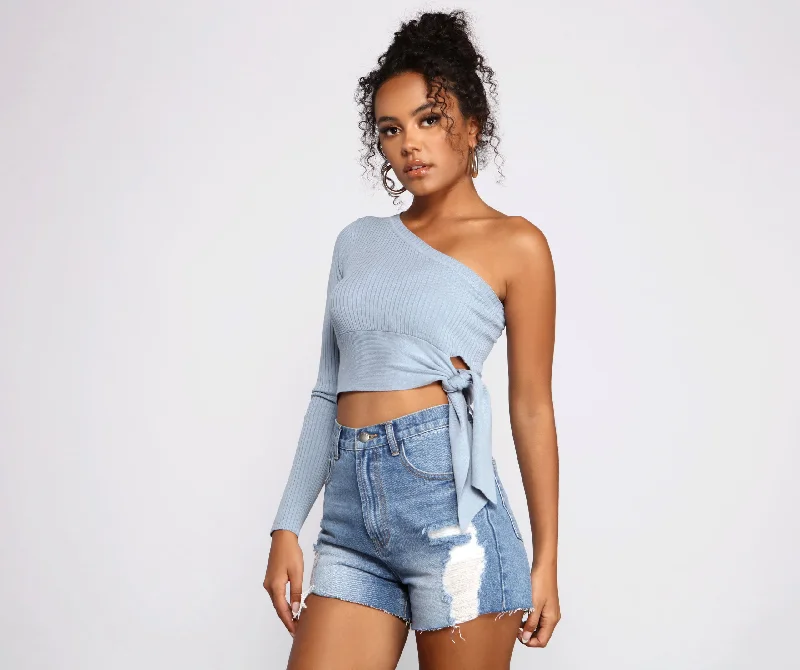 Tied To Basics One Shoulder Crop Top