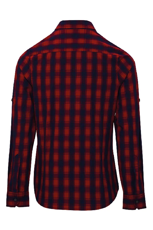 Artisan Collection Womens Mulligan Check Long Sleeve Button Down Shirt - Red/Navy Blue