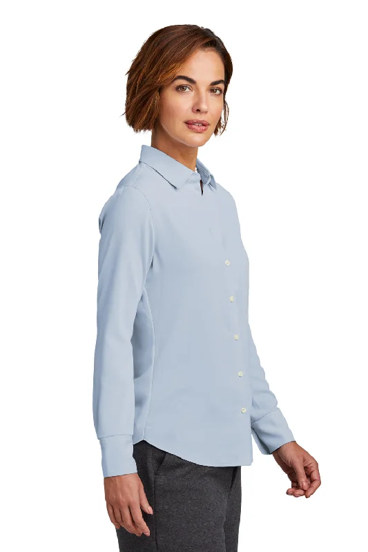 Brooks Brothers Womens Satin Anti Static Long Sleeve Button Down Shirt - Heritage Blue