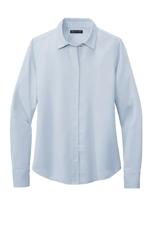 Brooks Brothers Womens Satin Anti Static Long Sleeve Button Down Shirt - Heritage Blue