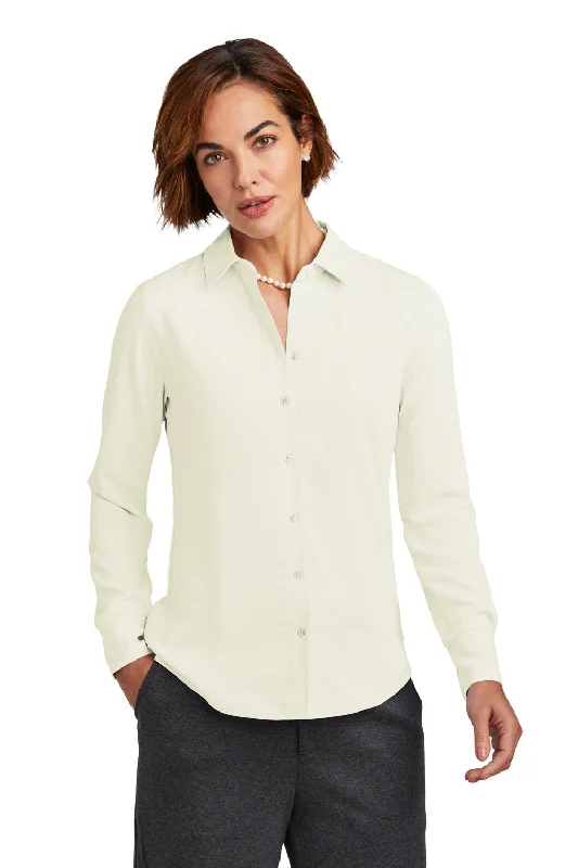 Brooks Brothers Womens Satin Anti Static Long Sleeve Button Down Shirt - Off White